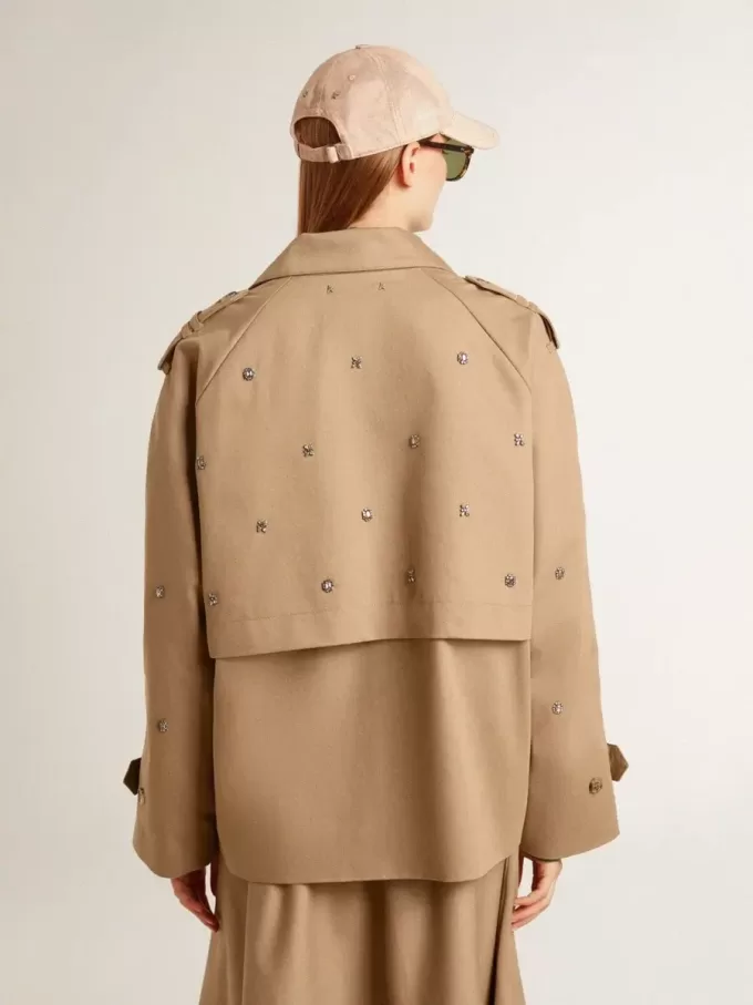 Trench oversized pentru femei cu cristale