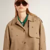 Trench oversized pentru femei cu cristale