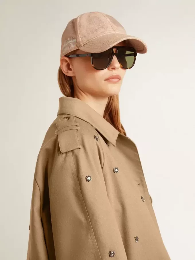 Trench oversized pentru femei cu cristale