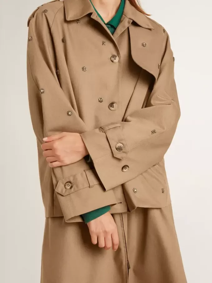 Trench oversized pentru femei cu cristale