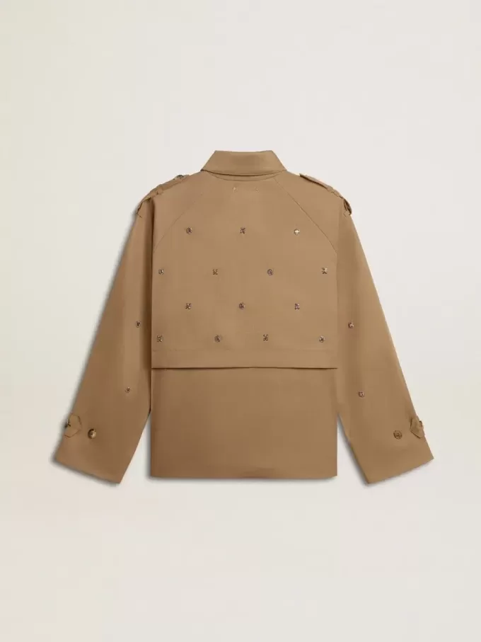 Trench oversized pentru femei cu cristale