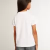 Tricou alb cu inscripție centrală Golden din cristale