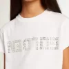 Tricou alb cu inscripție centrală Golden din cristale