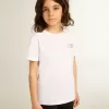 Tricou alb cu logo argintiu contrastant pe față Tricou alb cu logo argintiu contrastant pe față
