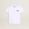 Tricou alb cu logo și stea negre contrastante Tricou alb cu logo și stea negre contrastante