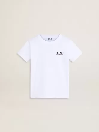 Tricou alb cu logo și stea negre contrastante