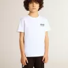 Tricou alb cu logo și stea negre contrastante Tricou alb cu logo și stea negre contrastante