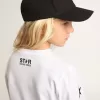 Tricou alb cu mâneci lungi și stele negre contrastante Tricou alb cu mâneci lungi și stele negre contrastante