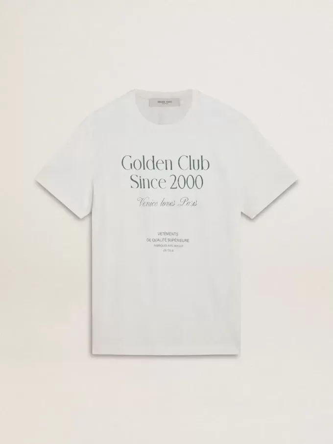 Tricou alb din bumbac pentru bărbați, cu imprimeu verde Tricou alb din bumbac pentru bărbați, cu imprimeu verde