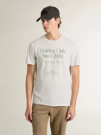 Tricou alb din bumbac pentru bărbați, cu imprimeu verde