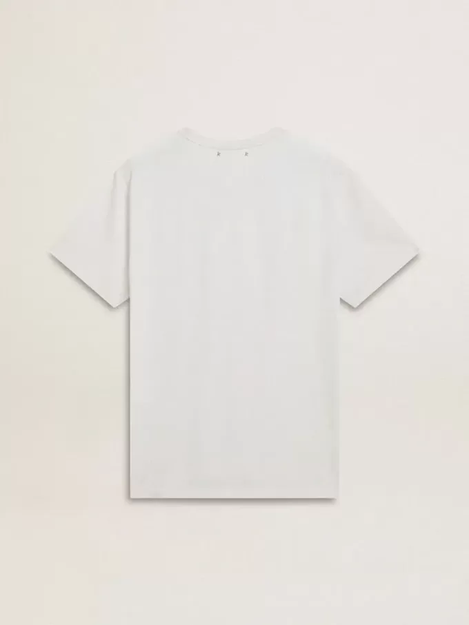 Tricou alb din bumbac pentru bărbați, cu imprimeu verde Tricou alb din bumbac pentru bărbați, cu imprimeu verde