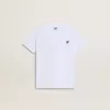 Tricou alb din bumbac pentru copii, cu imprimeu argintiu