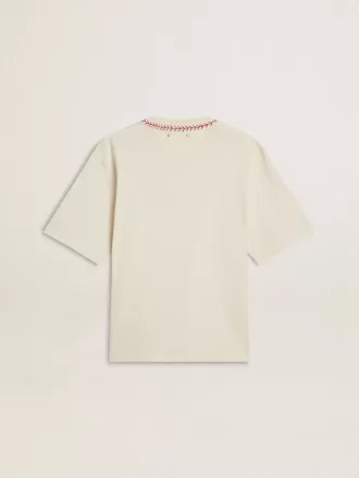 Tricou alb fără mâneci CNY cu broderie roșie