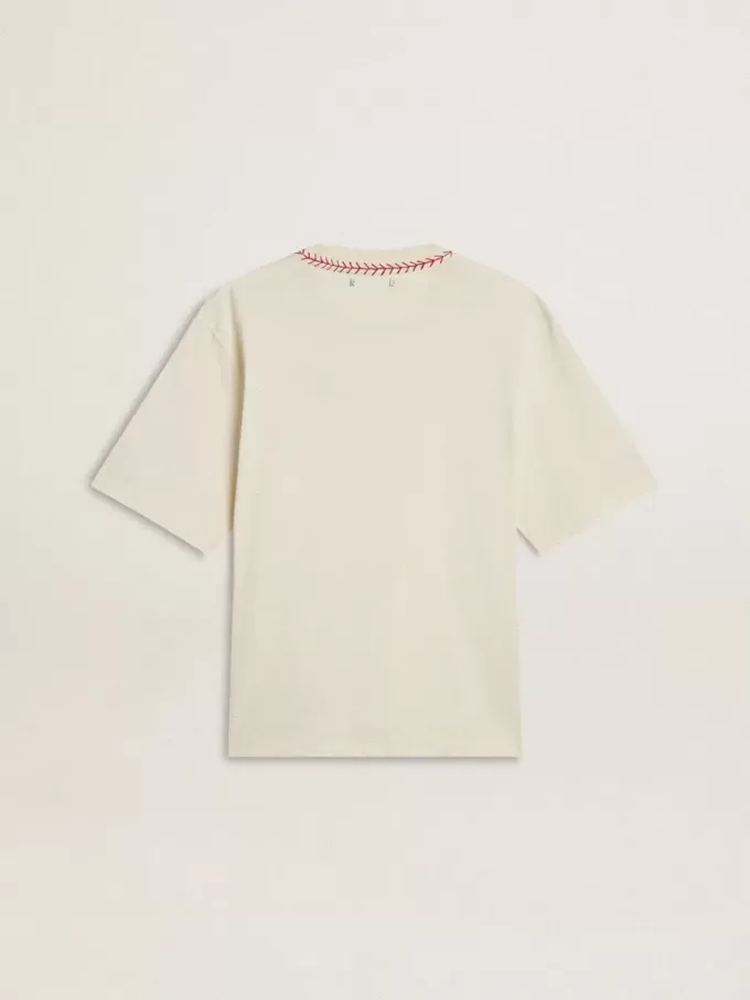 Tricou alb fără mâneci CNY cu broderie roșie Tricou alb fără mâneci CNY cu broderie roșie