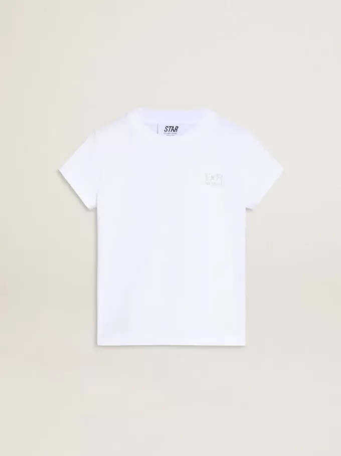 Tricou alb și argintiu cu logo și stea maxi din sclipici argintiu Tricou alb și argintiu cu logo și stea maxi din sclipici argintiu
