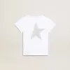 Tricou alb și argintiu cu logo și stea maxi din sclipici argintiu Tricou alb și argintiu cu logo și stea maxi din sclipici argintiu