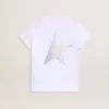 Tricou alb și argintiu cu logo și stea maxi din sclipici argintiu Tricou alb și argintiu cu logo și stea maxi din sclipici argintiu