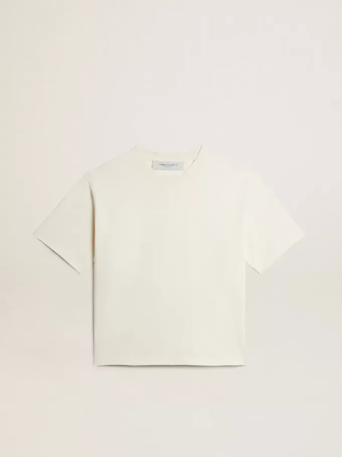 Tricou alb învechit cu logo inversat pe spate – Jersey Capsule