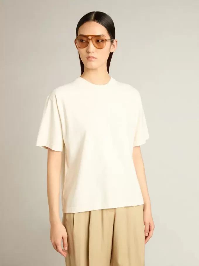 Tricou alb învechit cu logo inversat pe spate – Jersey Capsule