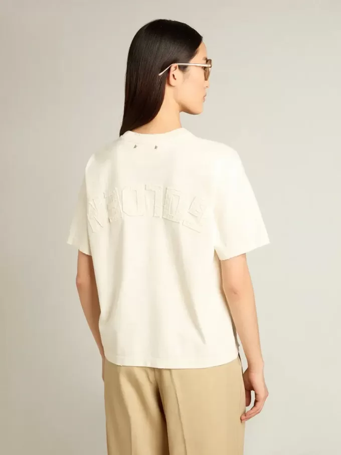 Tricou alb învechit cu logo inversat pe spate – Jersey Capsule