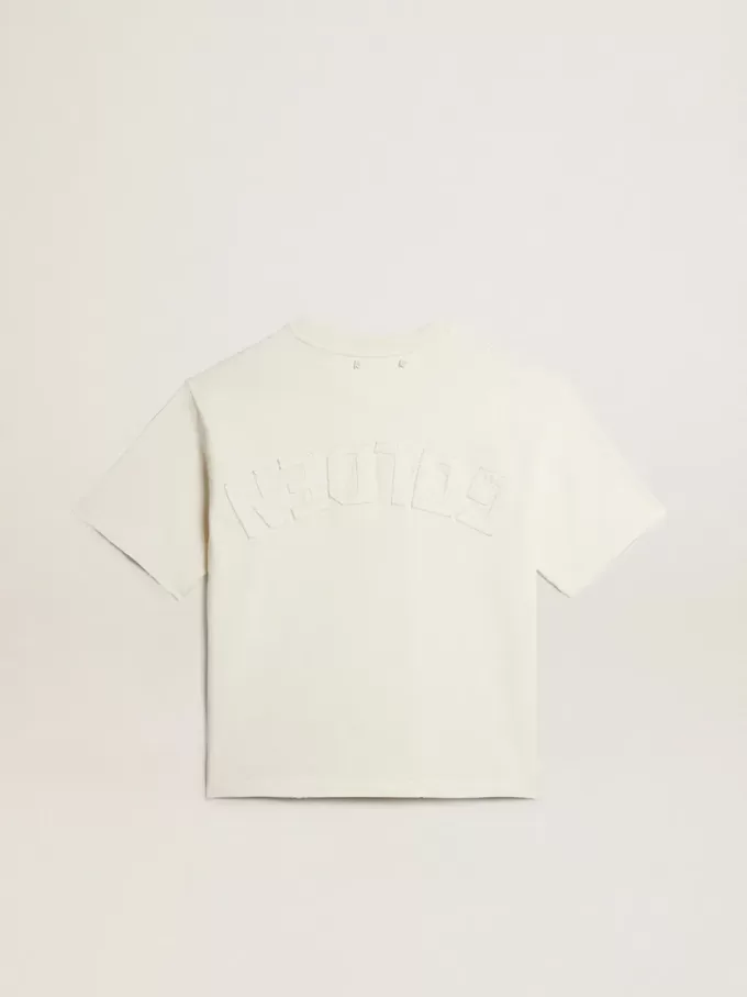 Tricou alb învechit cu logo inversat pe spate – Jersey Capsule