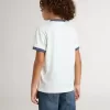 Tricou alb pentru băieți cu imprimeu albastru Tricou alb pentru băieți cu imprimeu albastru