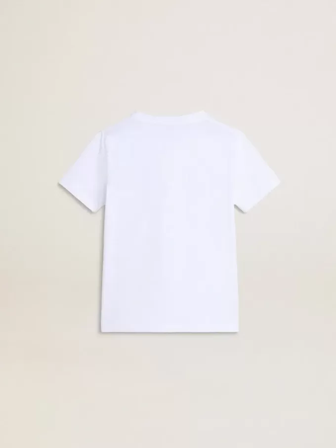 Tricou alb pentru băieți cu imprimeu multicolor Golden Tricou alb pentru băieți cu imprimeu multicolor Golden