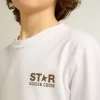 Tricou alb pentru băieți, cu logo și stea contrastante de culoare verde închis Tricou alb pentru băieți, cu logo și stea contrastante de culoare verde închis