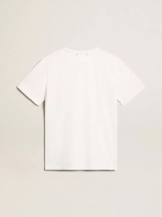 Tricou alb pentru bărbați cu finisaj uzat Tricou alb pentru bărbați cu finisaj uzat