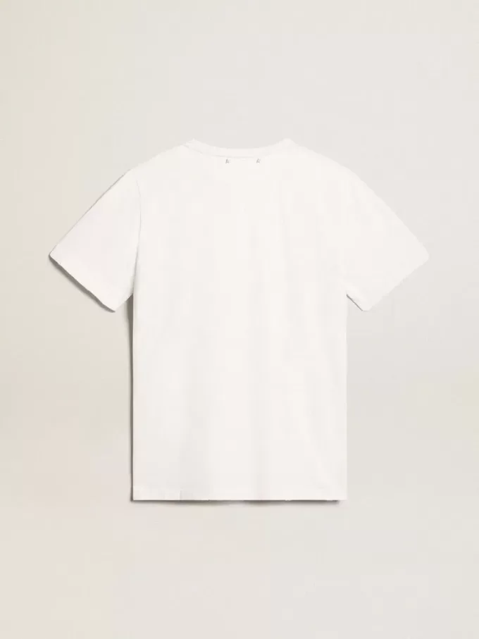 Tricou alb pentru bărbați cu finisaj uzat Tricou alb pentru bărbați cu finisaj uzat