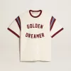 Tricou alb pentru bărbați, cu inscripție burgund pe față Tricou alb pentru bărbați, cu inscripție burgund pe față
