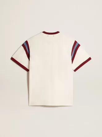 Tricou alb pentru bărbați, cu inscripție burgund pe față
