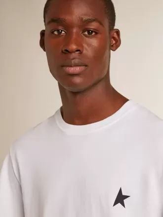 Tricou alb pentru bărbați cu stea albastră închisă pe față