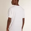 Tricou alb pentru bărbați cu stea albastră închisă pe față Tricou alb pentru bărbați cu stea albastră închisă pe față