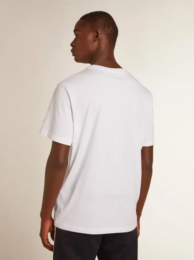 Tricou alb pentru bărbați cu stea albastră închisă pe față Tricou alb pentru bărbați cu stea albastră închisă pe față