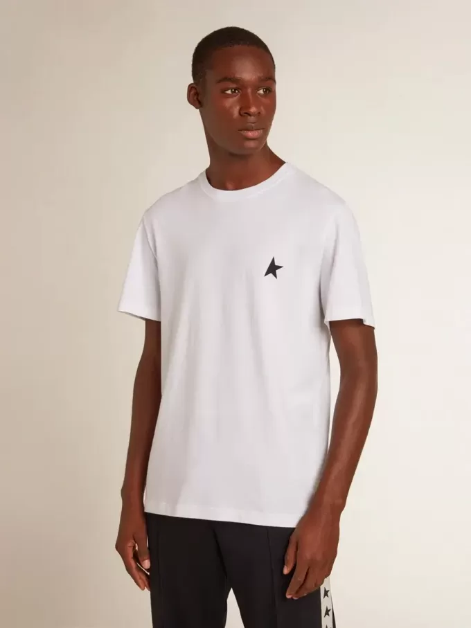 Tricou alb pentru bărbați cu stea albastră închisă pe față Tricou alb pentru bărbați cu stea albastră închisă pe față