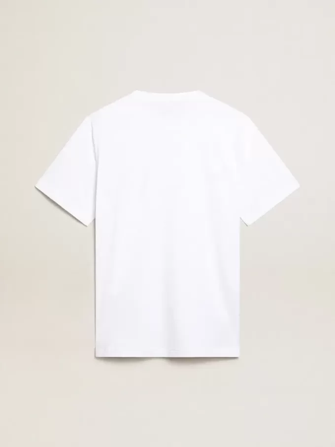 Tricou alb pentru bărbați cu stea albastră închisă pe față Tricou alb pentru bărbați cu stea albastră închisă pe față