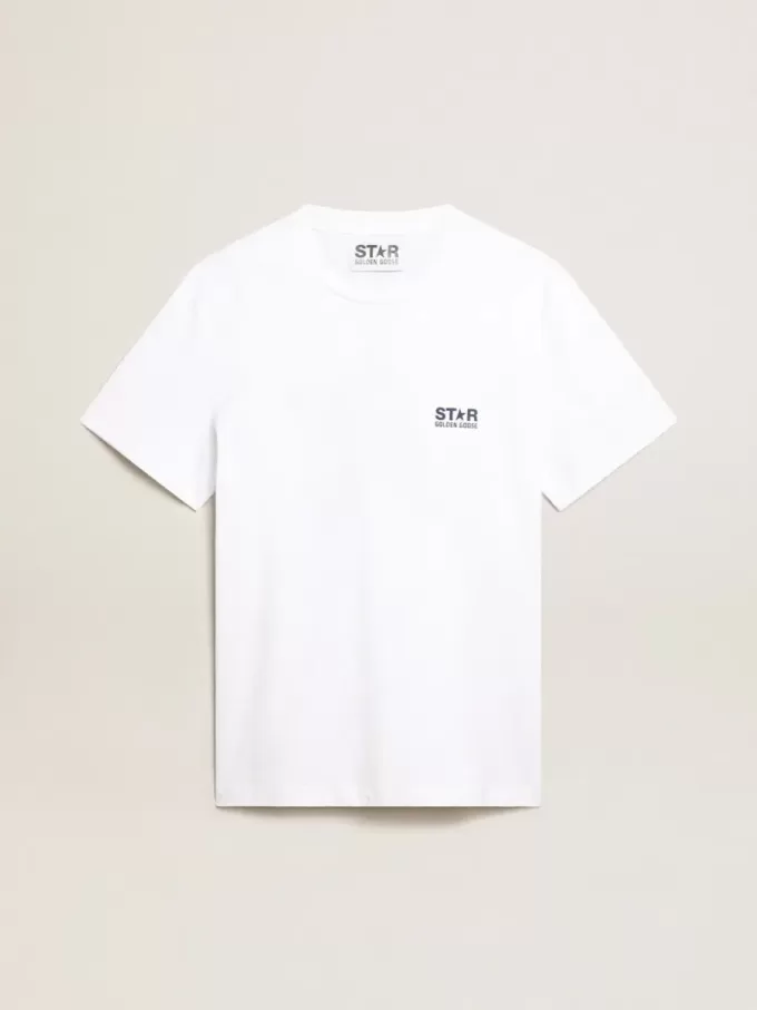 Tricou alb pentru bărbați cu stea albastră închisă pe spate Tricou alb pentru bărbați cu stea albastră închisă pe spate