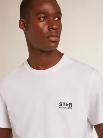 Tricou alb pentru bărbați cu stea albastră închisă pe spate