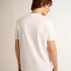 Tricou alb pentru bărbați, cu stea argintie strălucitoare pe partea din față Tricou alb pentru bărbați, cu stea argintie strălucitoare pe partea din față