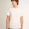 Tricou alb pentru bărbați, cu stea argintie strălucitoare pe partea din față Tricou alb pentru bărbați, cu stea argintie strălucitoare pe partea din față