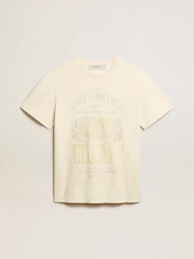 Tricou alb pentru bărbați, din bumbac, cu imprimeu pe față Tricou alb pentru bărbați, din bumbac, cu imprimeu pe față