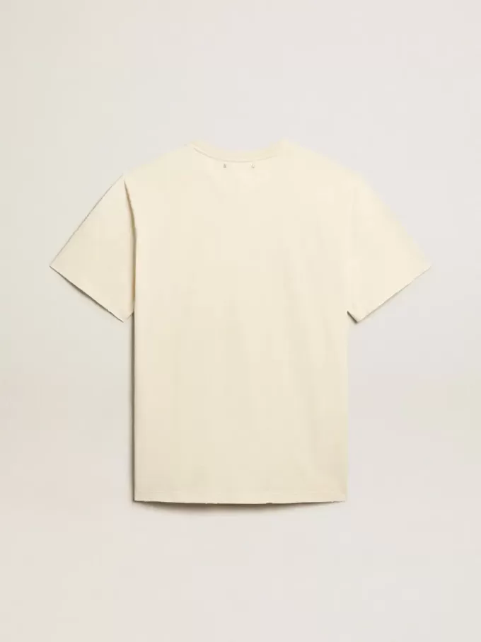 Tricou alb pentru bărbați, din bumbac, cu imprimeu pe față Tricou alb pentru bărbați, din bumbac, cu imprimeu pe față