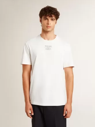 Tricou alb pentru bărbați, din bumbac, cu inscripție neagră