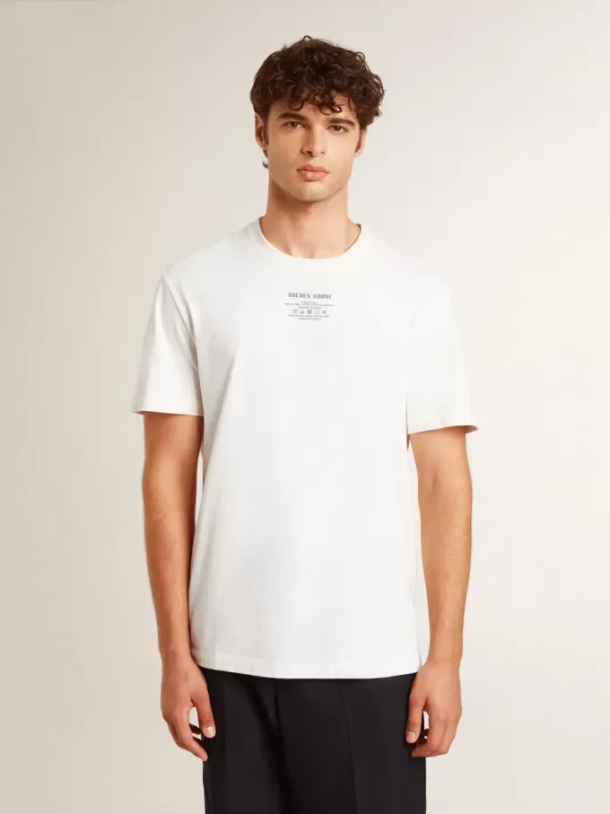 Tricou alb pentru bărbați, din bumbac, cu inscripție neagră Tricou alb pentru bărbați, din bumbac, cu inscripție neagră