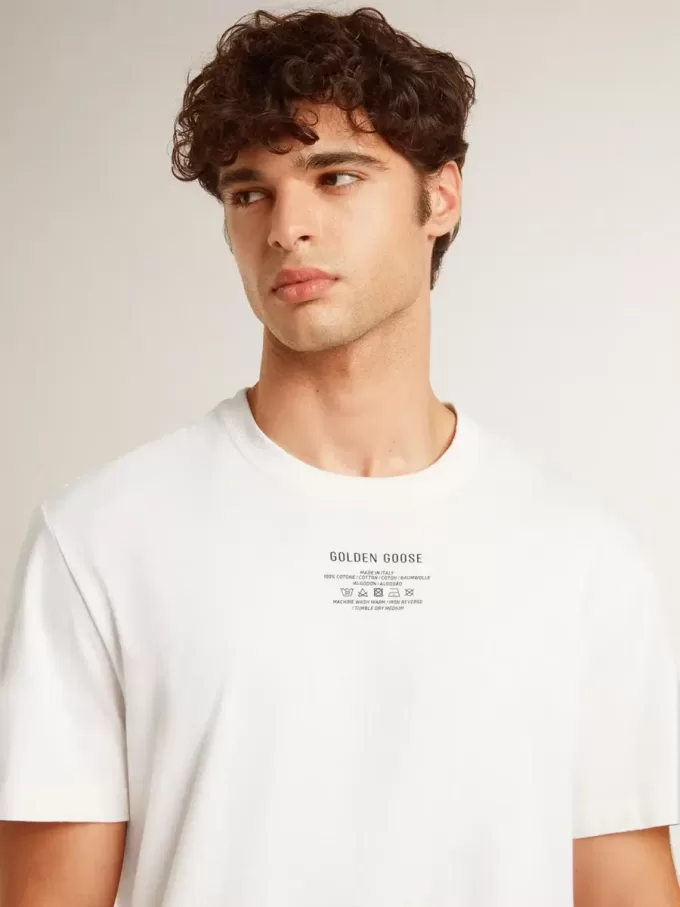 Tricou alb pentru bărbați, din bumbac, cu inscripție neagră Tricou alb pentru bărbați, din bumbac, cu inscripție neagră