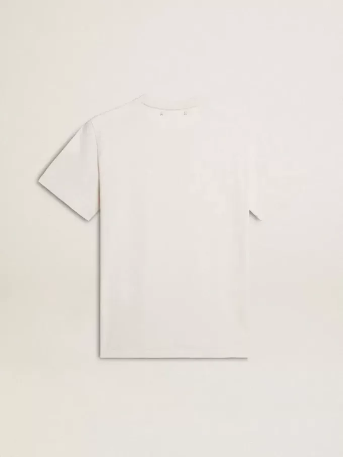 Tricou alb pentru bărbați, din bumbac, cu inscripție neagră Tricou alb pentru bărbați, din bumbac, cu inscripție neagră