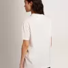 Tricou alb pentru femei cu cristale cabochon Tricou alb pentru femei cu cristale cabochon