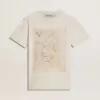 Tricou alb pentru femei cu imprimeu floral Tricou alb pentru femei cu imprimeu floral