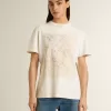 Tricou alb pentru femei cu imprimeu floral Tricou alb pentru femei cu imprimeu floral